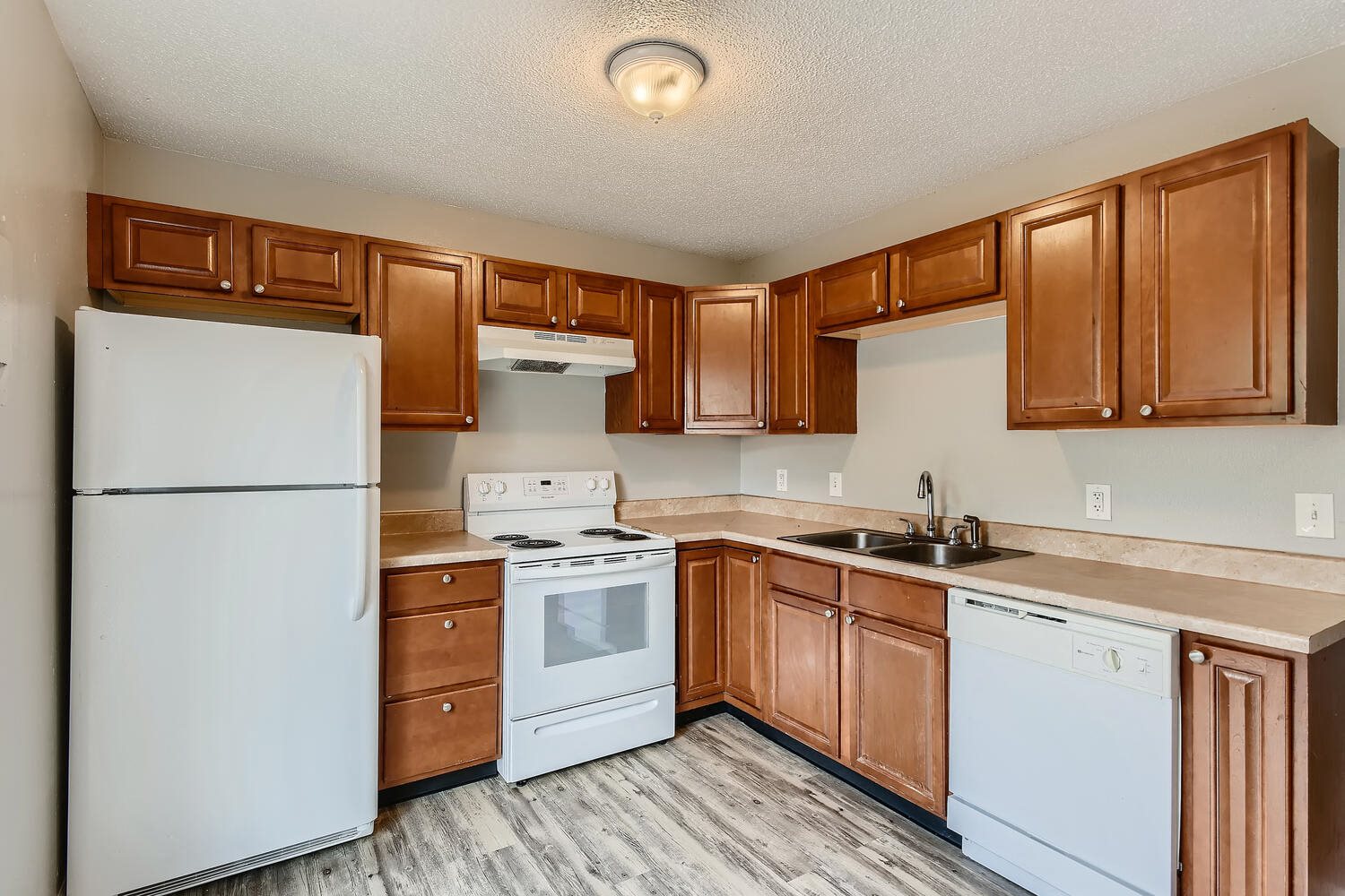 Alder Square Kitchen with refrigerator, range, dishwasher, cabinets Alder Square Kitchen with refrigerator, range, dishwasher, cabinets